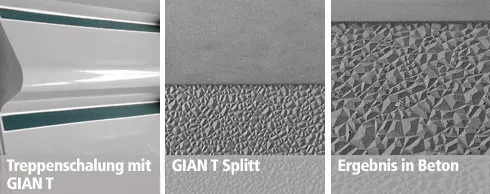 GIAN T04, Treppennase, Splitt, Beton, Antirutsch, Struktur, Matrize, Treppe, Podest, Galerie, Balkon, Brücke, Bahnsteig